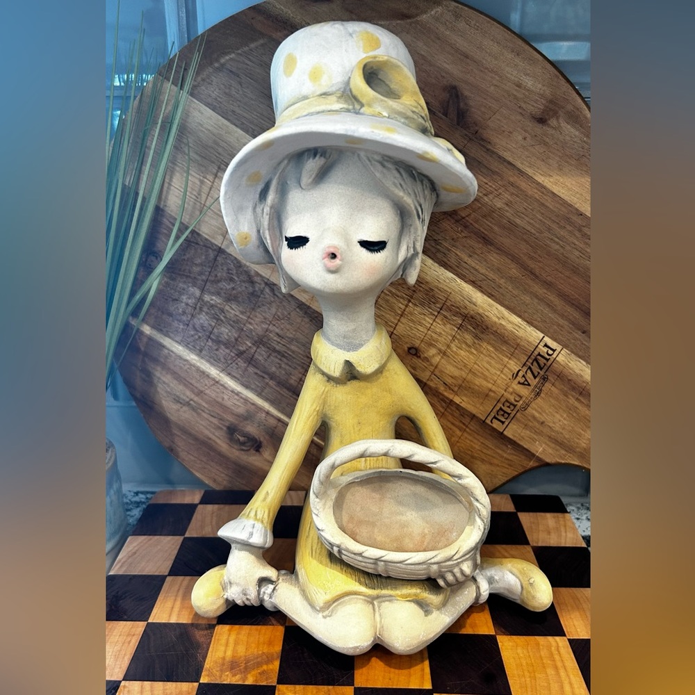 Vintage, ceramic bonnet, girl planter